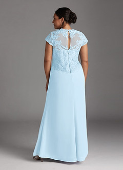 Azazie Junie Mère de la mariée Robes Robe Trapèze en Mousseline de soie Dentelle Bleu Ciel image8