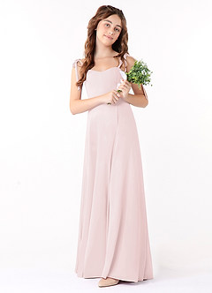 Azazie Rosey Junior Blushing Pink A-Line Sweetheart Neckline Chiffon Dress image2