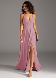 Azazie Davis Final Sale Vintage Mauve A-Line Pleated Stretch Crepe Dress image4