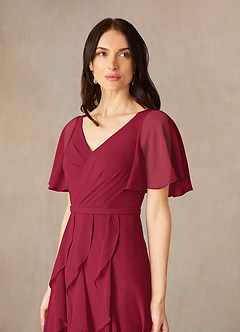 Azazie Watson Mother of the Bride Dresses Burgundy A-Line V-Neck Chiffon Dress image3