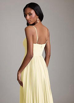 Azazie Akiko Brautjungfernkleider A-Linie Herzausschnitt Chiffon Kleid Zitronensorbet image6