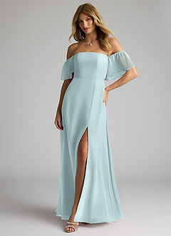 Azazie Sue Bridesmaid Dresses Mist A-Line Off the Shoulder Chiffon Convertible Dress image4