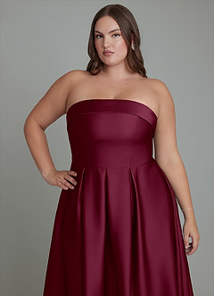 Azazie Lucienne Vestidos de damas de honor Vestido Mora de Satén Elástico de Línea A Convertible con Palabra de honor image13