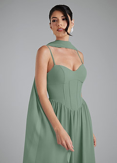 Azazie Alisha Robes de demoiselle d'honneur Robe Trapèze en Mousseline de soie Corset Sauge D'argent image7
