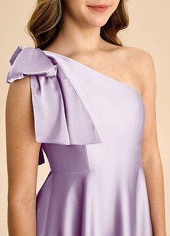 Azazie Penguin Junior Abito A-Line in Raso Elasticizzato Fiocco Lilla Glassato image7