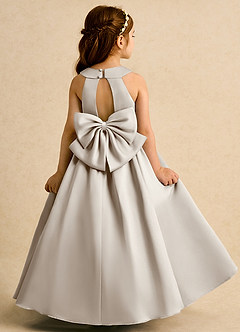 Azazie Daisies Flower Girl Dresses Frost Ball-Gown Bow Matte Satin Dress image7