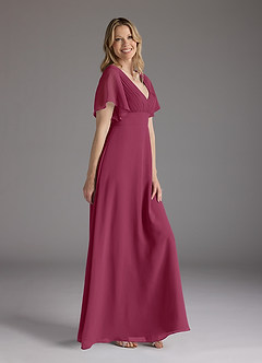 Azazie Alessa Mother of the Bride Dresses Mulberry A-Line V-Neck Pleated Chiffon Dress image2