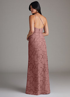 Azazie Mika Jurken voor bruidsmeisjes Jurk van Bloemen Burn-out met Kolom One-Shoulder Stoffige Roos image4