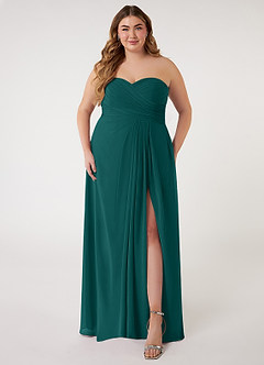 Azazie Arabella Allure Bridesmaid Dresses Peacock A-Line Sweetheart Neckline Chiffon Convertible Dress image12