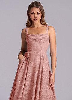 Azazie Shaude Bridesmaid Dresses Rosette A-Line Pleated Floral Burnout Dress image3