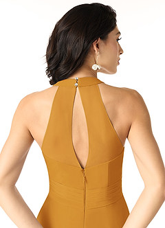 Azazie Danica Bridesmaid Dresses Butterscotch A-Line Pleated Chiffon Dress image5