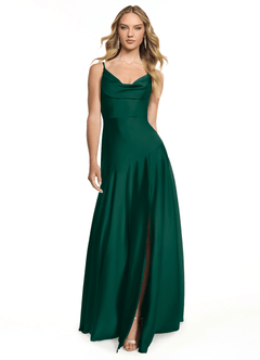 Azazie Kayla Brautjungfernkleider Etui Seitliche Cut-Outs Stretch-Satin Kleid Smaragd image1