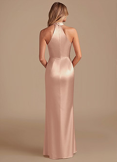 Azazie Karlotta Bridesmaid Dresses English Rose Sheath Pleated Metallic Satin Dress image2