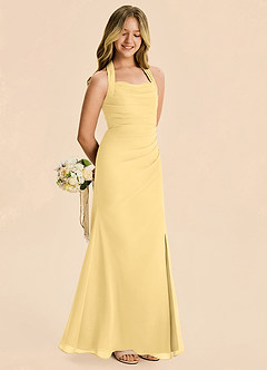 Azazie Destiny Junior Butter Sheath Ruched Chiffon Dress image3