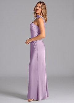 Azazie Lusinda Bridesmaid Dresses Frosted Lilac Mermaid Strapless Stretch Satin Dress image5
