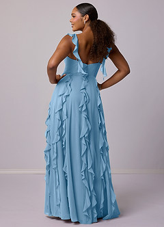 Barbie ♥ Azazie Bridesmaid Dresses Steel Blue A-Line with Pockets Chiffon Dress image8