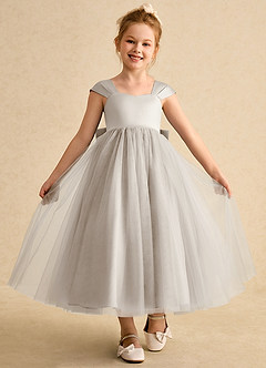 Azazie Chickadee Flower Girl Dresses Frost Ball-Gown Sweetheart Neckline Matte Satin Dress image4
