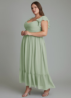Azazie Anaya Bridesmaid Dresses Dusty Sage A-Line Sweetheart Neckline Chiffon Dress image3
