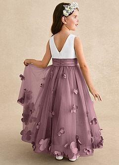 Azazie Vi Robe Demoiselle D'honneur Fillette Robe Trapèze en Tulle Sans manches Mauve Vintage image1