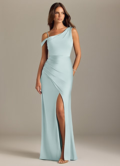 Azazie Madelyn Bridesmaid Dresses Mist Mermaid Off the Shoulder Stretch Satin Convertible Dress image8