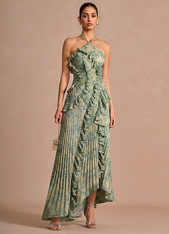 Vestido Platino Verde Azulado Maxi Hatsu image1