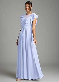 Azazie Daphne Modest Bridesmaid Dresses A-Line Ruffled Chiffon Floor-Length Dress image3
