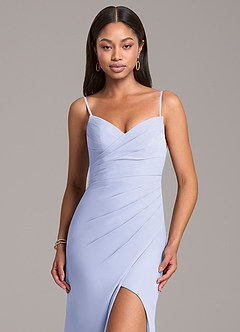 Azazie Yola Bridesmaid Dresses Lavender Sheath Pleated Chiffon Convertible Dress image2