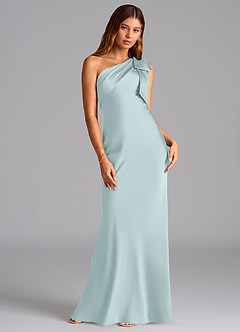 Azazie Yuanna Brautjungfernkleider Meerjungfrau-Linie One-Shoulder Stretch-Satin Kleid Nebel image3