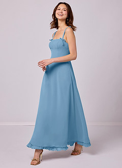 Barbie ♥ Azazie Final Sale Steel Blue A-Line Pleated Chiffon Dress image4
