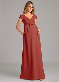 Azazie Allessia Maternity Bridesmaid Dresses A-Line Pleated Chiffon Floor-Length Dress image4