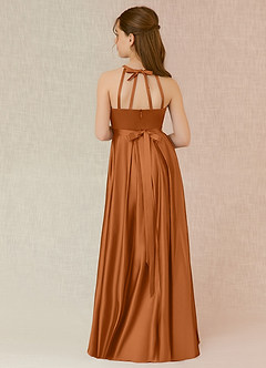 Azazie Arianthe Junior Copper A-Line with Pockets Matte Satin Dress image2