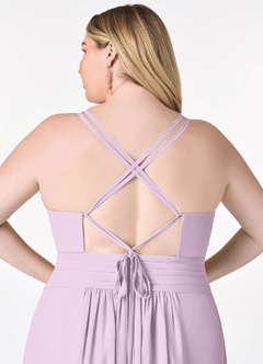 Azazie Farren Bridesmaid Dresses Frosted Lilac A-Line Pleated Chiffon Convertible Dress image13