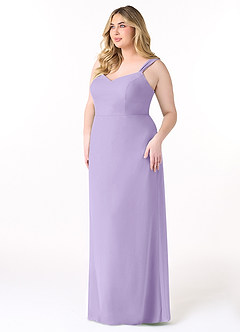 Azazie Denice Bridesmaid Dresses Lilac Sheath Pleated Chiffon Dress image11