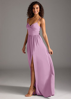 Azazie Zeya Robes de demoiselle d'honneur Robe Trapèze en Satin extensible Plissée Glycine image7