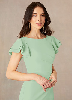 Azazie Peppermint Mother of the Bride Dresses Dusty Sage Mermaid Scoop Ruched Stretch Crepe Dress image3