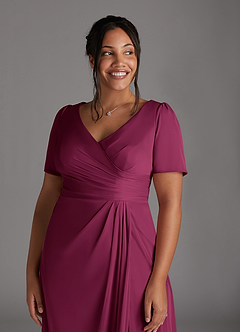 Azazie Bessie Kleider für die Brautmutter A-Linie Plissee Gittergewebe Kleid Maulbeerrot image11