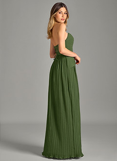 Azazie Becka Bridesmaid Dresses Olive A-Line Strapless Chiffon Dress image5