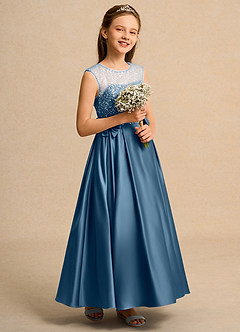 Azazie Candy Girl vestidos de niña de las flores Vestido de Bermudas de Satin Mate de Princesa con Lazo image5