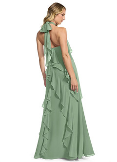 Azazie Velma Brautjungfernkleider A-Linie Seitliche Cut-Outs Chiffon Kleid Matcha image2