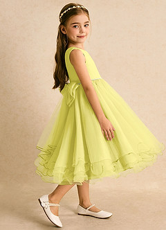 Azazie Lass Flower Girl Dresses Canary A-Line Bow Tulle Dress image4
