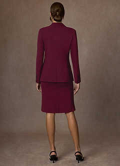 front Kennedy Burgundy Structured Stretch Jacket and Dress Suit Set