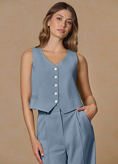 front Rowan Dusty Blue Refined Weave Performance vest