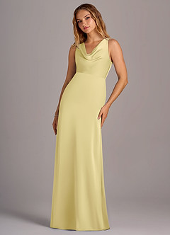 Azazie Wrenlee Bridesmaid Dresses Lemon Sorbet A-Line Stretch Satin Dress image5