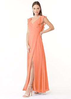 Azazie Yoko Bridesmaid Dresses Sunset A-Line Ruched Chiffon Dress image3