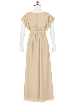 Azazie Daphne Junior Champagne A-Line Pleated Chiffon Dress image7