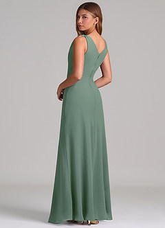 Azazie Nerine Brudtärnklänningar Klä av A-Linje i Chiffong Plisserad Eukalyptus image2