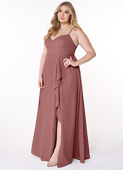 Azazie Naeem Bridesmaid Dresses Desert Rose A-Line V-Neck Ruffle Chiffon Dress image10