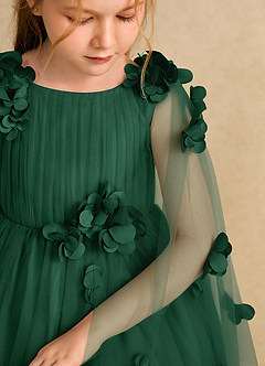 Azazie Staria vestidos de niña de las flores Vestido de Verde Oscuro de Tul de Princesa con Volante image10