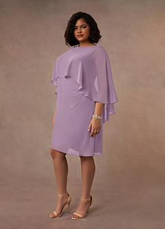 Azazie Mirra Mère de la mariée Robes Robe Fourreau en Mousseline de soie Col rond plissé Glycine image8