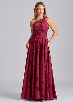 Azazie Charlize Brautjungfernkleider A-Linie One-Shoulder Blumen-Burnout Kleid Burgunderrot image5